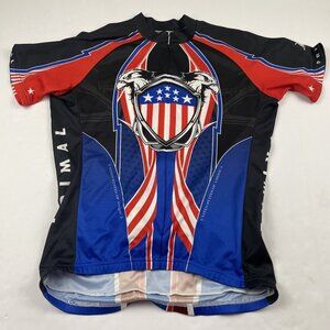 PRIMAL Cycling Jersey Men's L USA Flag Eagle Shield Zip Front United States